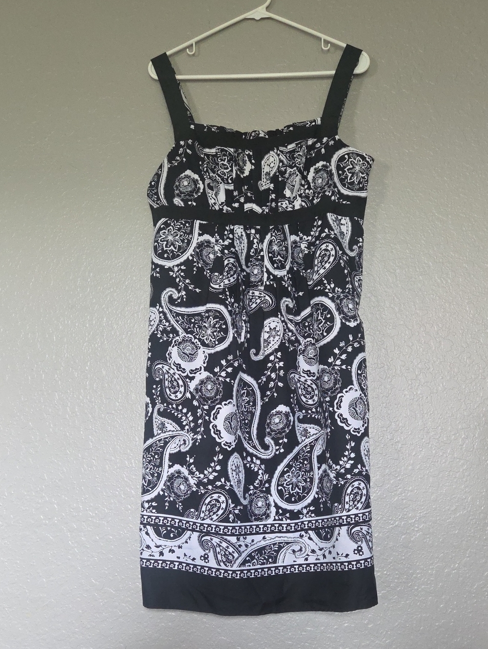 LOFT Black & White Paisley Midi Dress